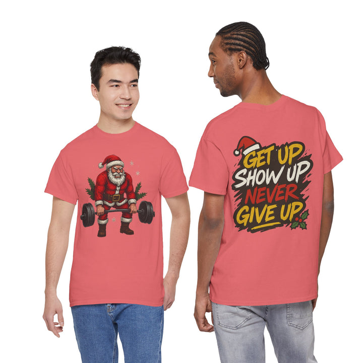 Santa Deadlifting. Unisex Heavy Cotton Tee