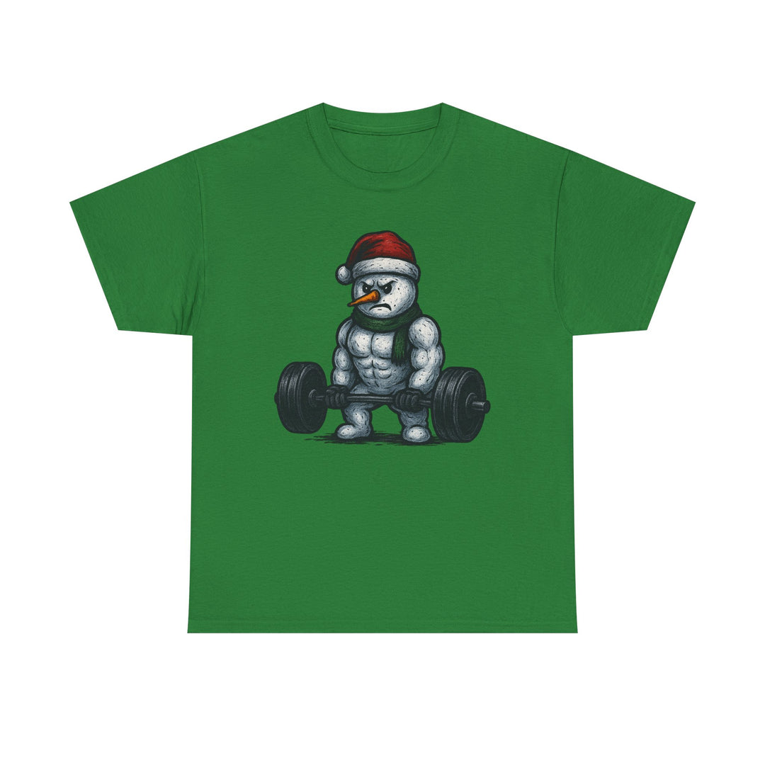 Snowman Deadlifting at the gym. Unisex Heavy Cotton Tee