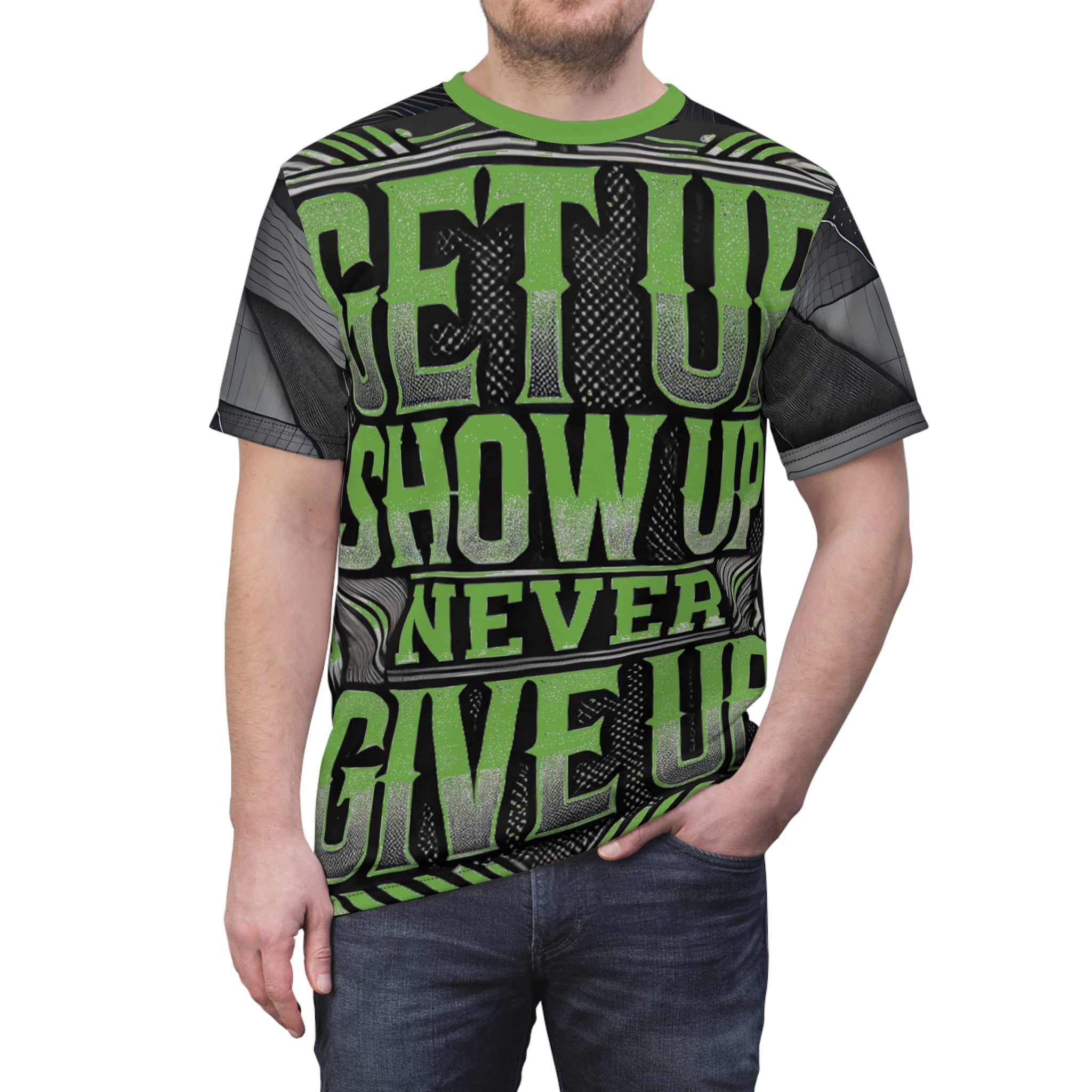 Relentless Drive Tee – Get Up, Show Up, Never Give Up (Green)