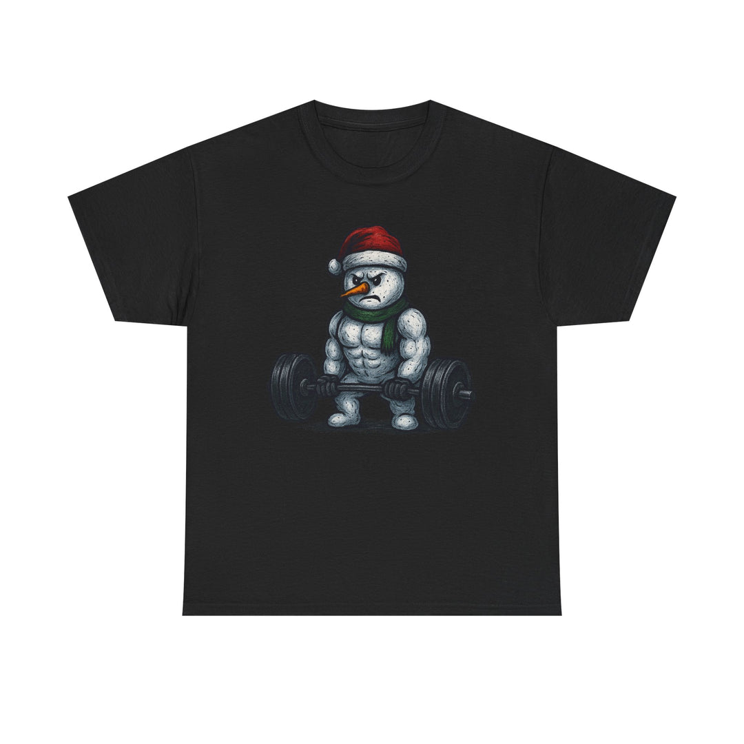 Snowman Deadlifting at the gym. Unisex Heavy Cotton Tee