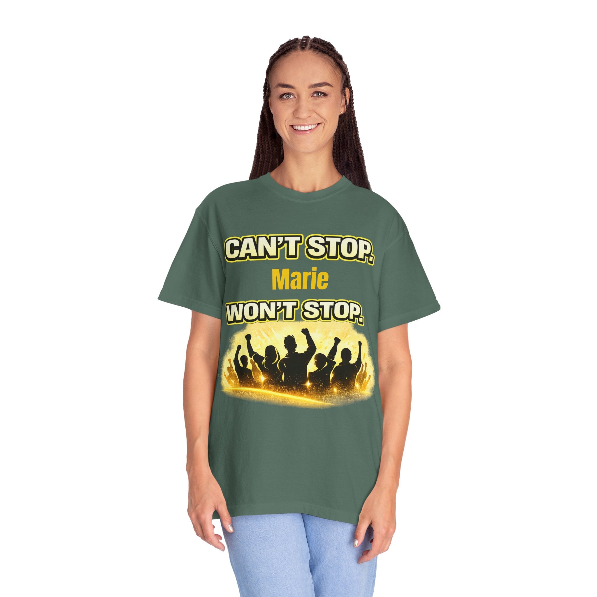 Custom Name Motivational T-Shirt – Can’t Stop. Won’t Stop.
