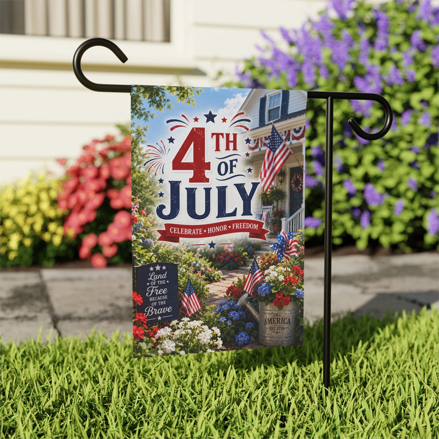 4th of July Outdoor Banner – Patriotic Garden Flag for Home, Porch & Lawn Decorations