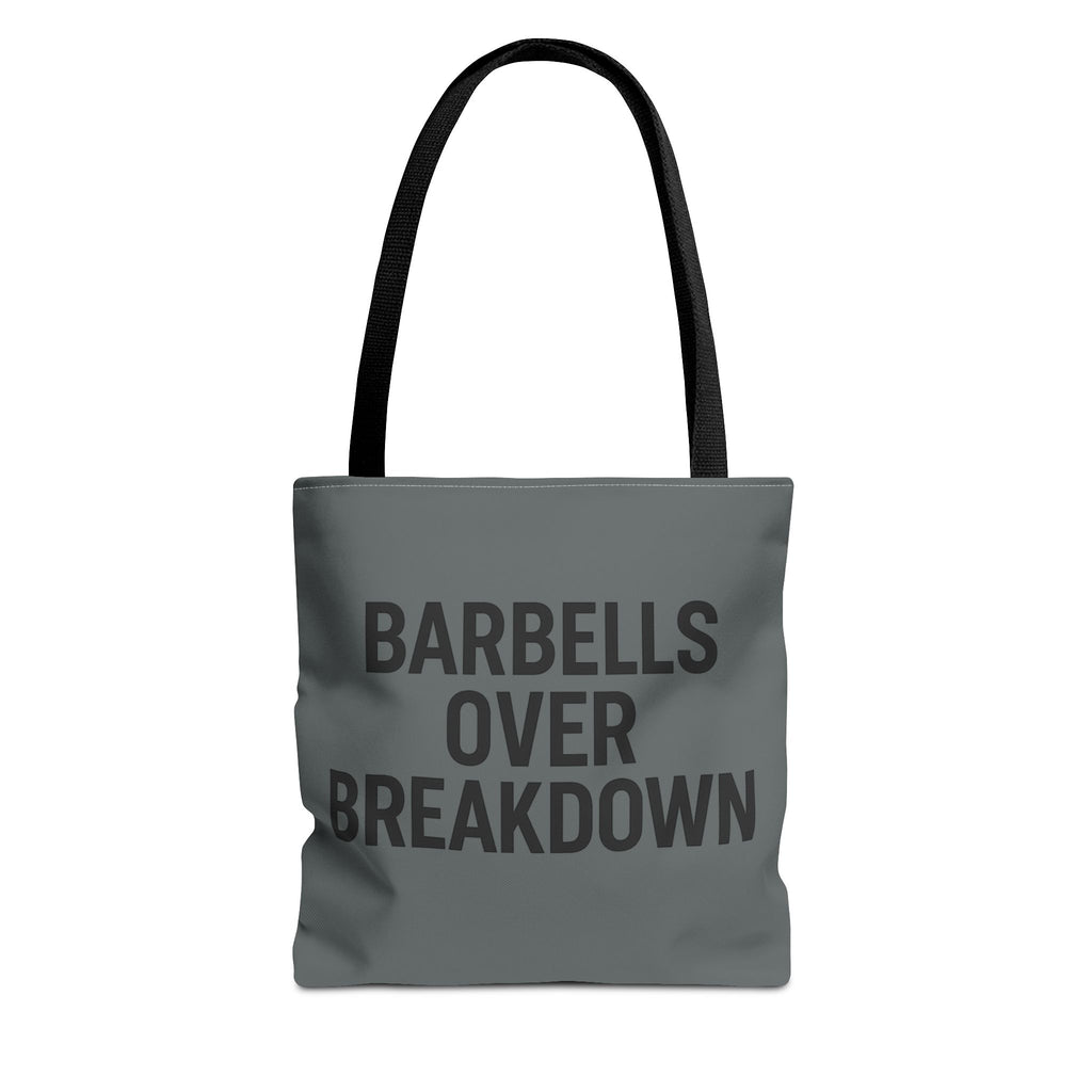 Barbells Over Breakdown Tote Bag