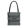 Barbells Over Breakdown Tote Bag