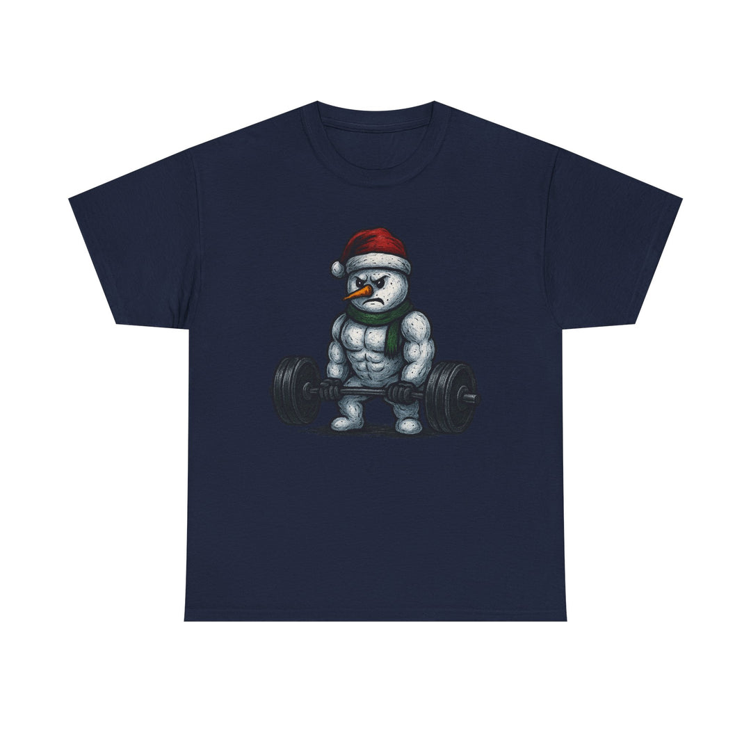 Snowman Deadlifting at the gym. Unisex Heavy Cotton Tee