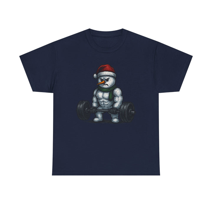 Snowman Deadlifting at the gym. Unisex Heavy Cotton Tee