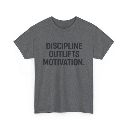 Discipline Outlifts Motivation. Unisex Heavy Cotton Tee