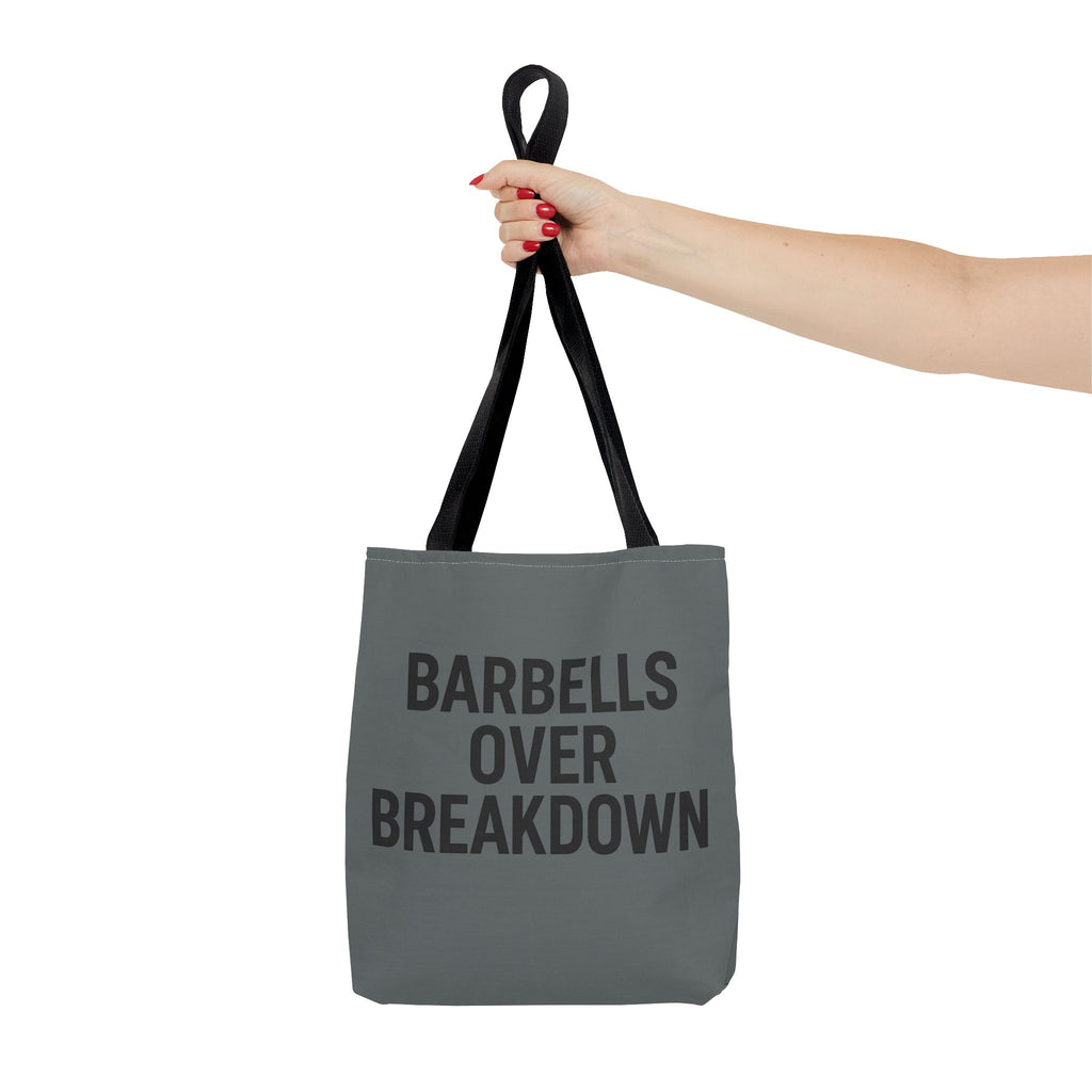 Barbells Over Breakdown Tote Bag