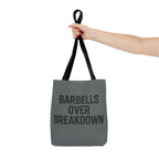 Barbells Over Breakdown Tote Bag