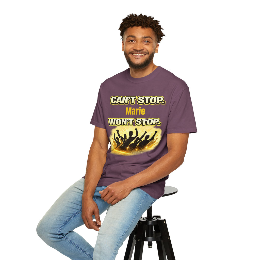 Custom Name Motivational T-Shirt – Can’t Stop. Won’t Stop.