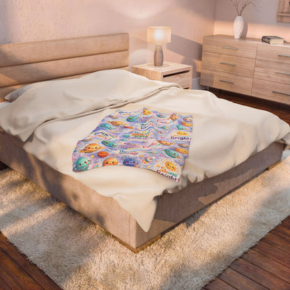 Kids Plush Velveteen Blanket – Ultra Soft Cozy Throw Blanket for Boys & Girls | Warm Lightweight Blanket for Bed, Nap Time & Gifts