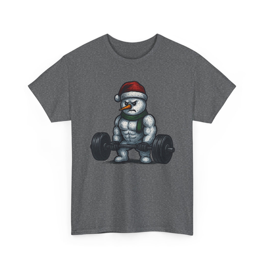 Snowman Deadlifting at the gym. Unisex Heavy Cotton Tee