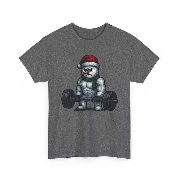 Snowman Deadlifting at the gym. Unisex Heavy Cotton Tee