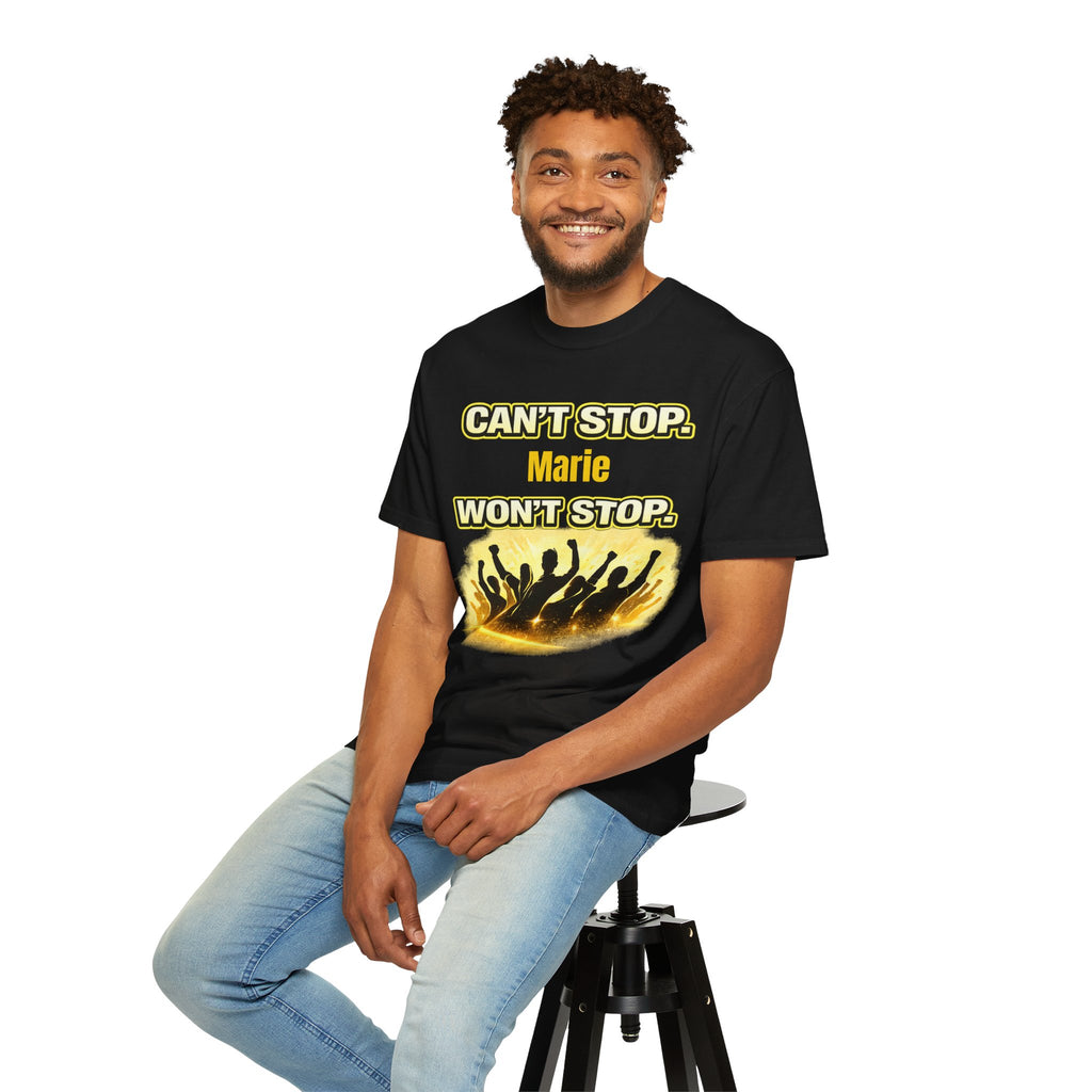 Custom Name Motivational T-Shirt – Can’t Stop. Won’t Stop.