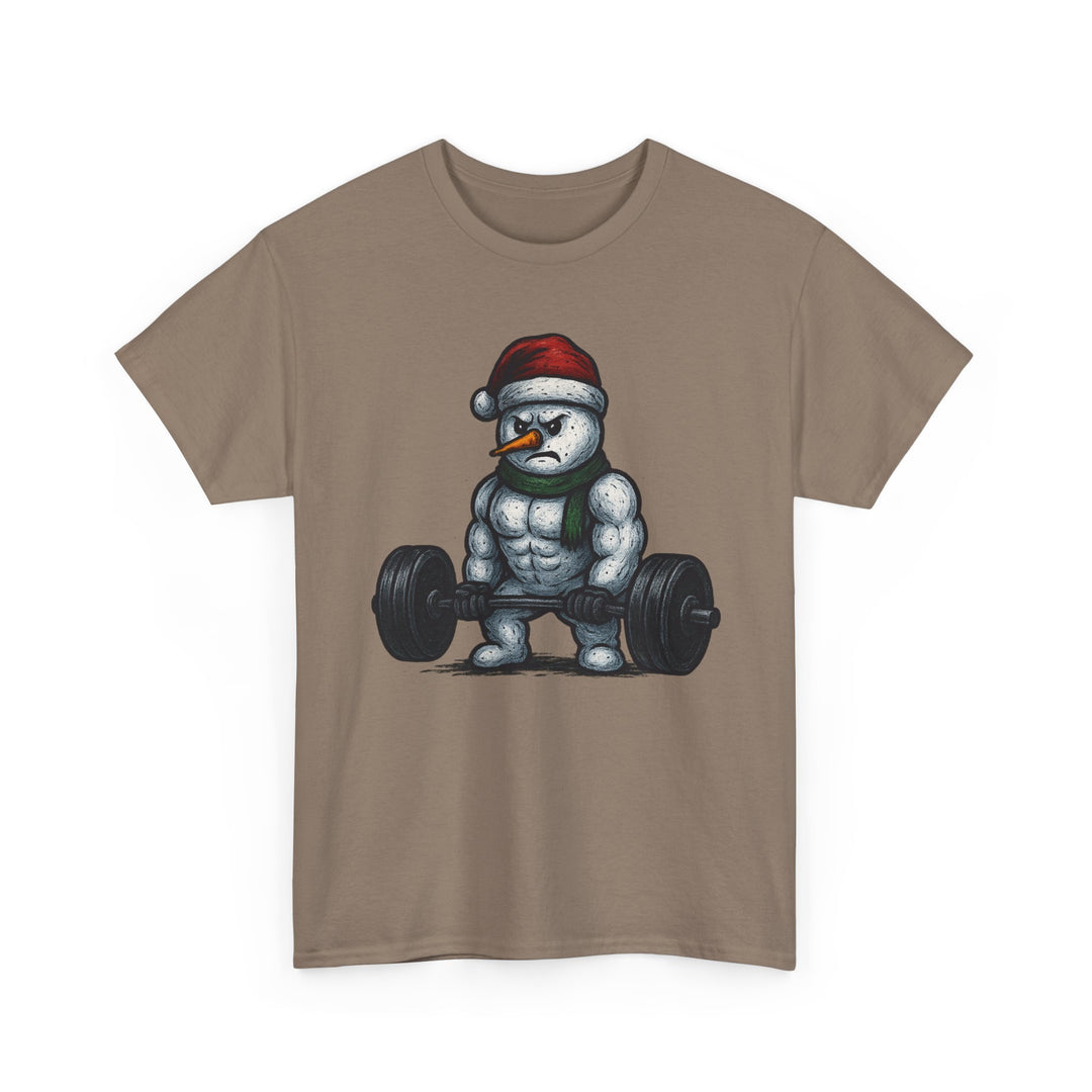 Snowman Deadlifting at the gym. Unisex Heavy Cotton Tee