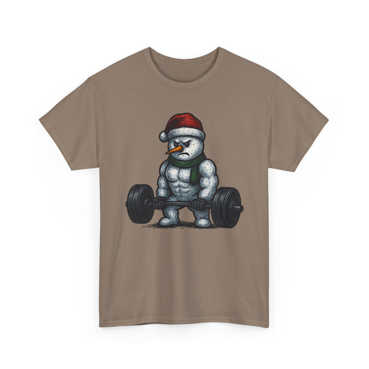 Snowman Deadlifting at the gym. Unisex Heavy Cotton Tee