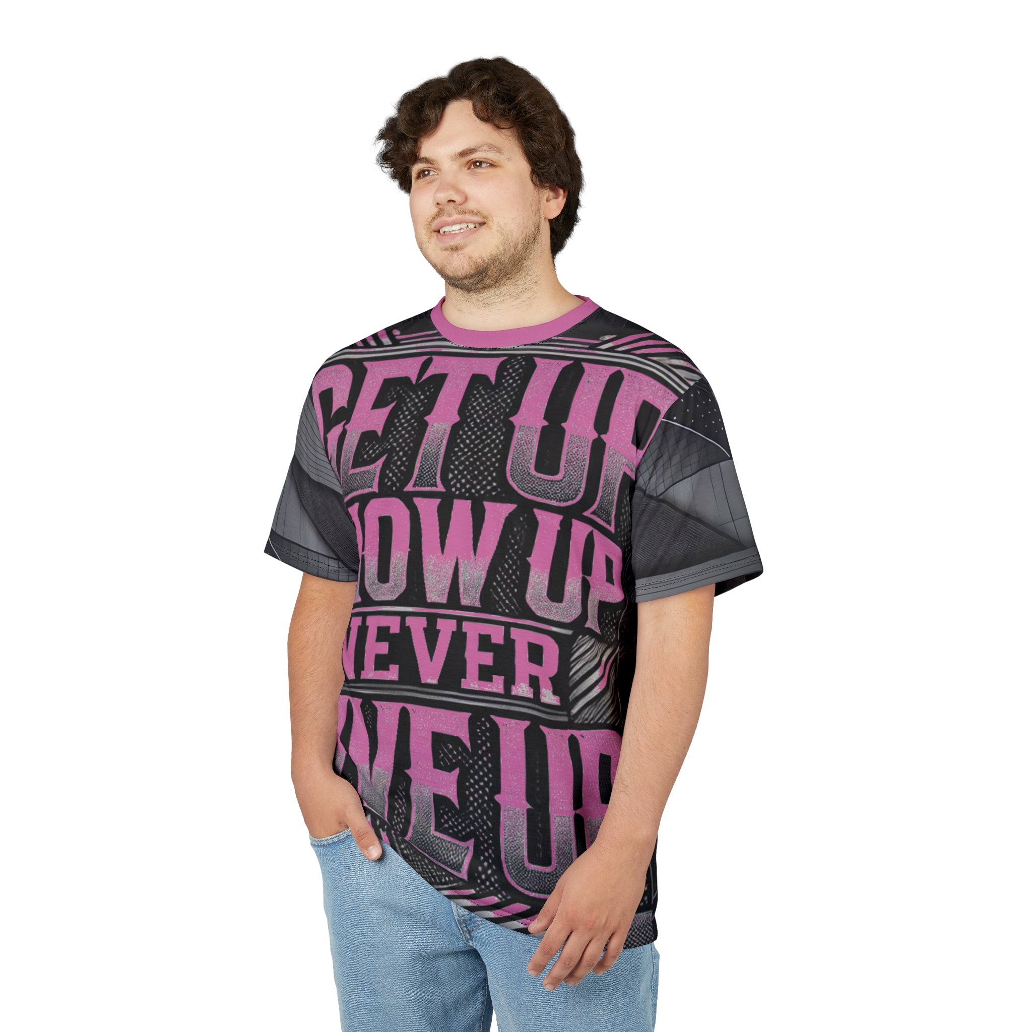 Relentless Drive Tee – Get Up, Show Up, Never Give Up (Light Pink)
