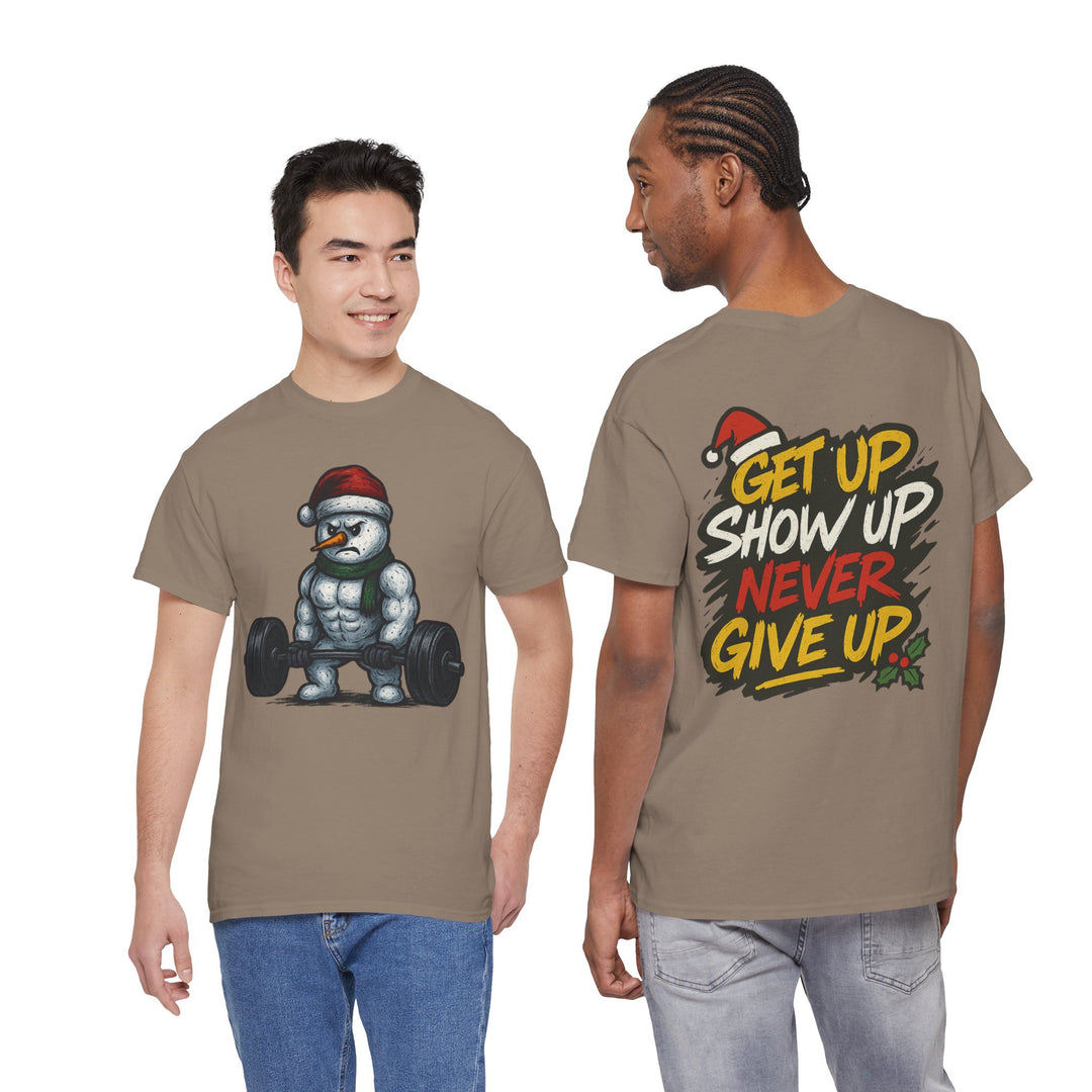 Snowman Deadlifting at the gym. Unisex Heavy Cotton Tee