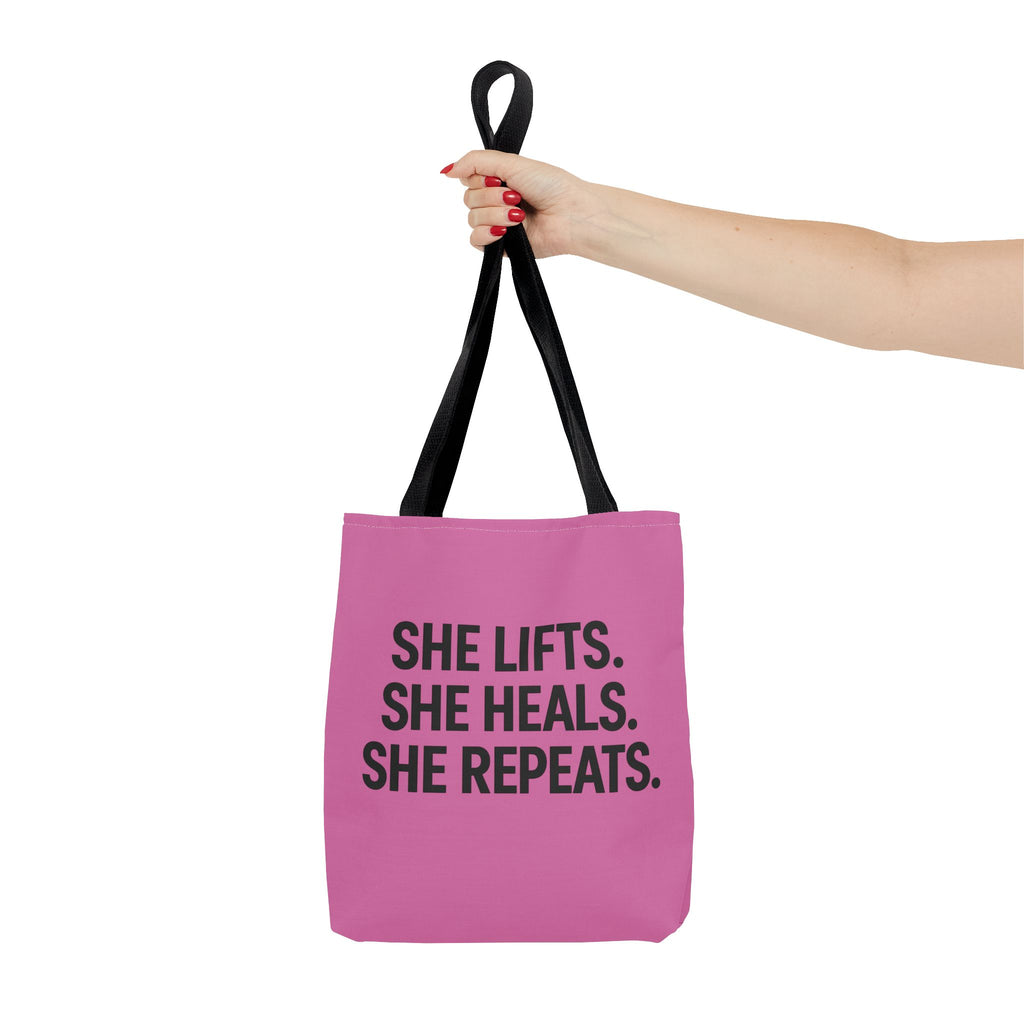 She Lifts. She Heals. She Repeats. Tote Bag
