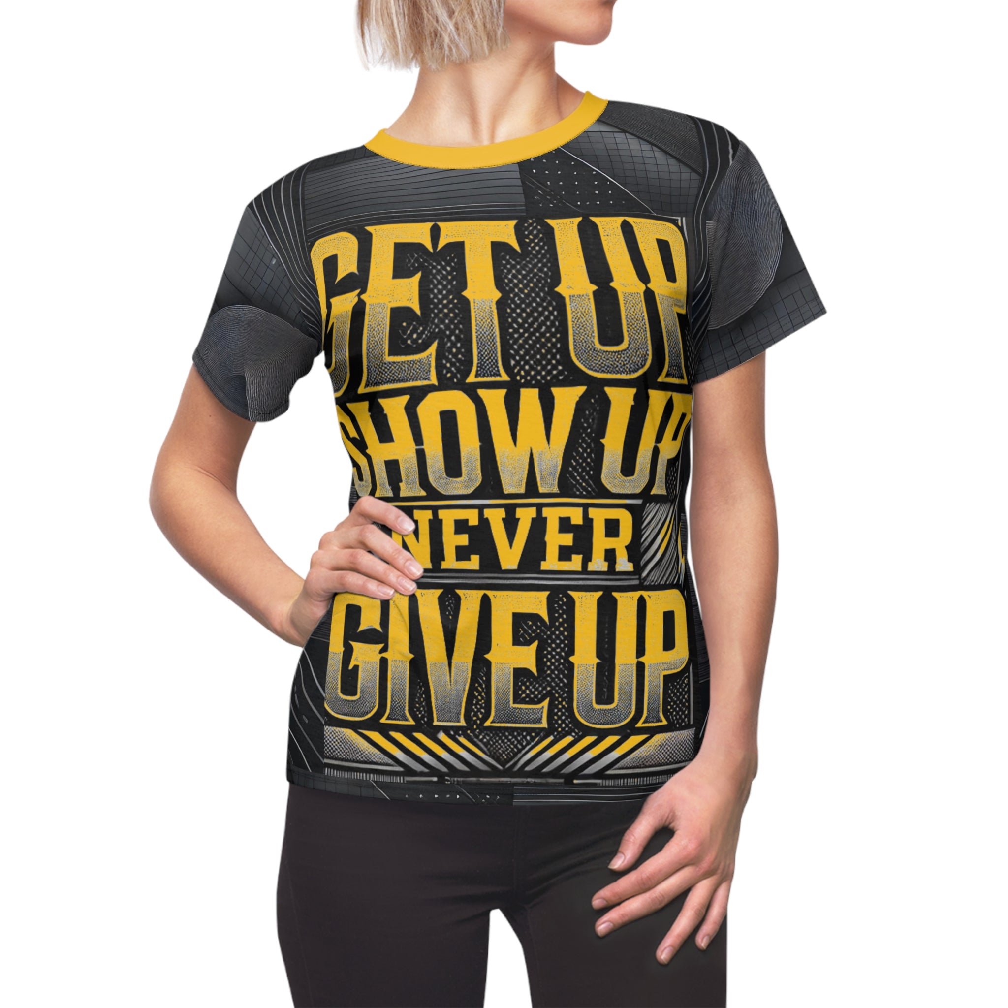 Women's Relentless Drive Tee – Get Up, Show Up, Never Give Up (Yellow)