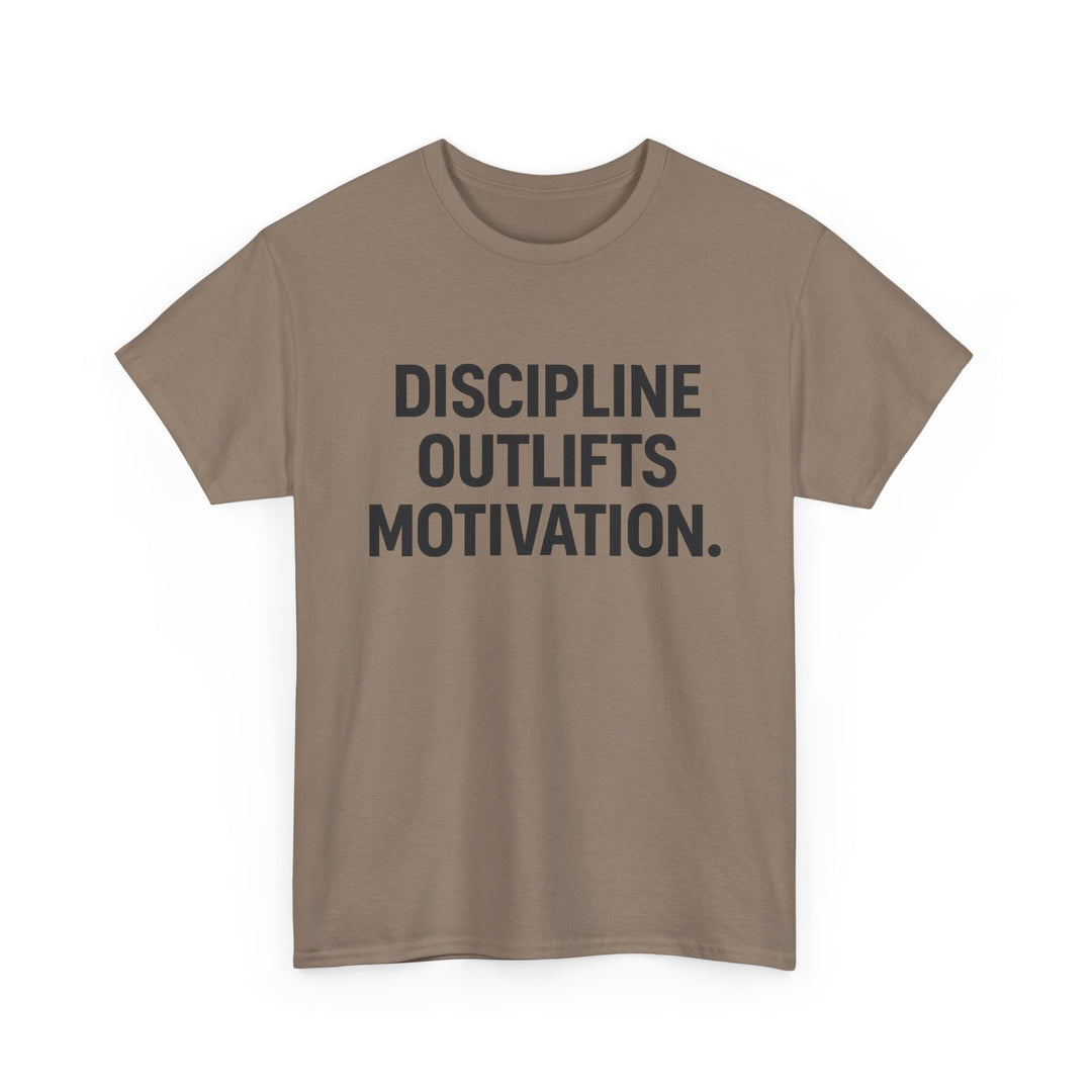 Discipline Outlifts Motivation. Unisex Heavy Cotton Tee