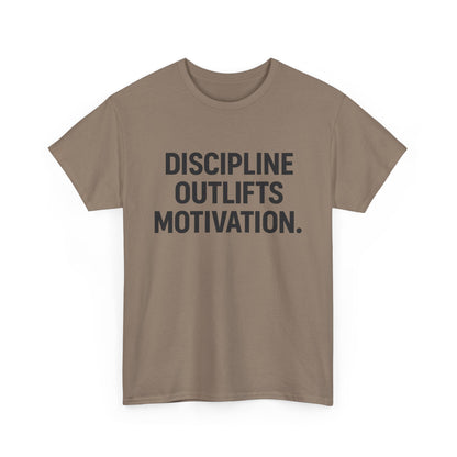 Discipline Outlifts Motivation. Unisex Heavy Cotton Tee