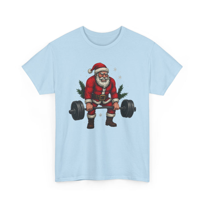 Santa Deadlifting. Unisex Heavy Cotton Tee