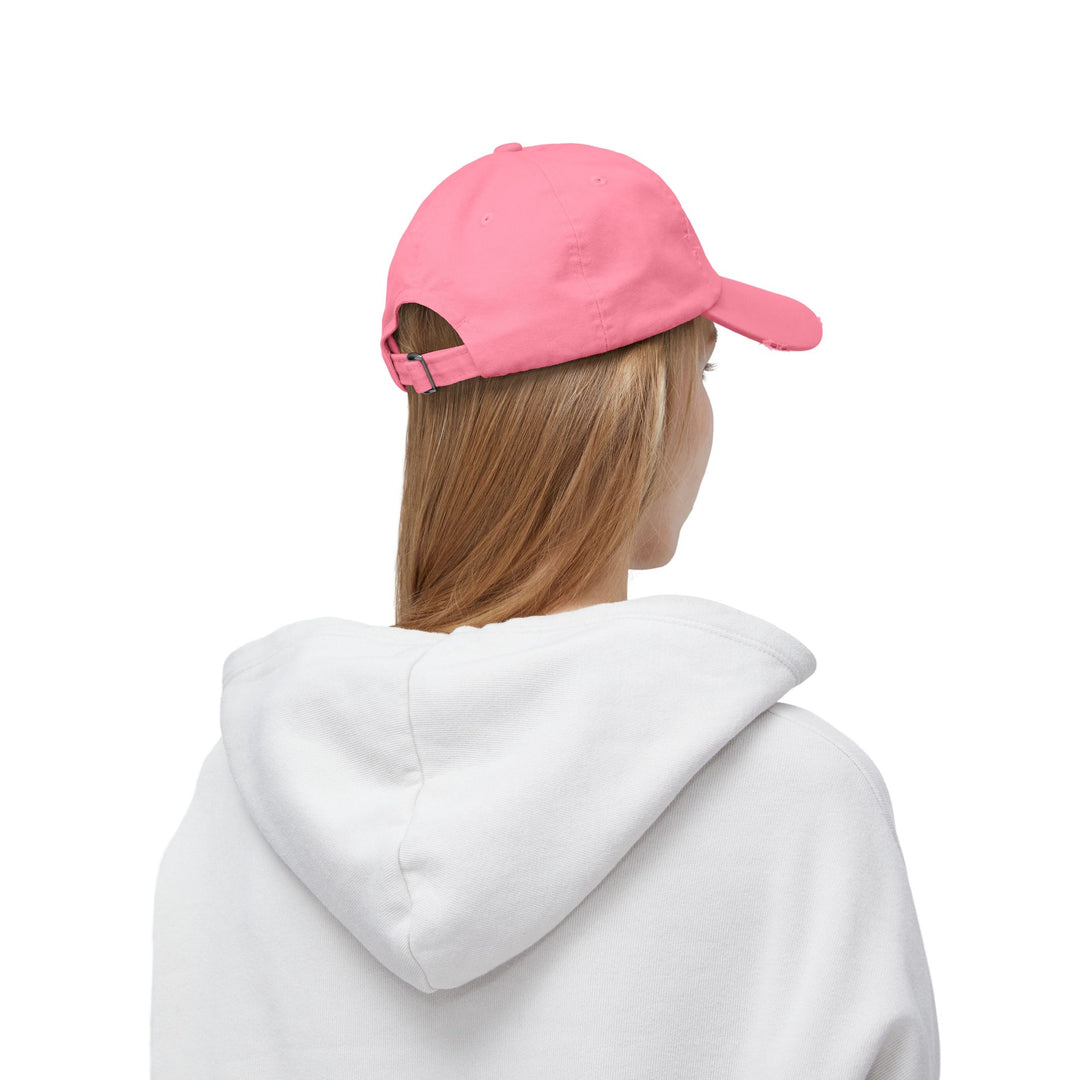 She Lifts. She Heals. She Repeats. : Unisex Distressed Cap