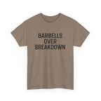 Barbells Over Breakdown. Unisex Heavy Cotton Tee