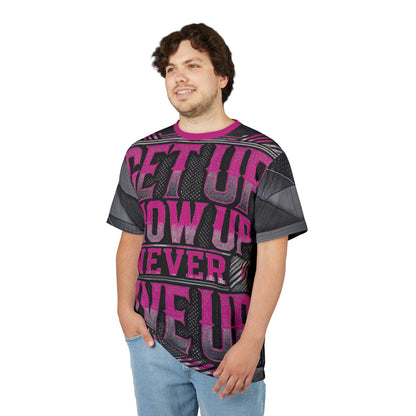 Relentless Drive Tee – Get Up, Show Up, Never Give Up (Pink)