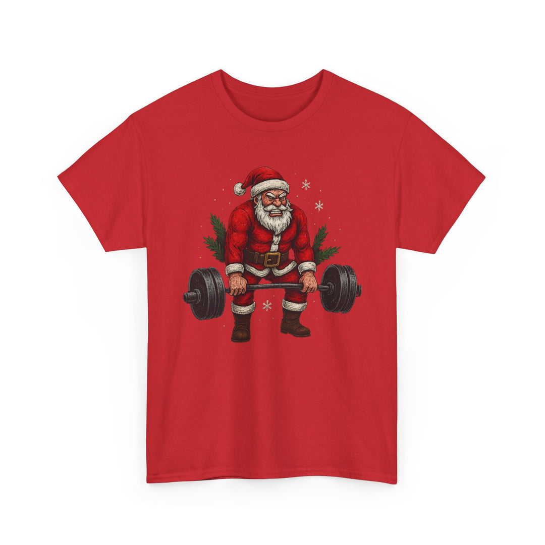 Santa Deadlifting. Unisex Heavy Cotton Tee