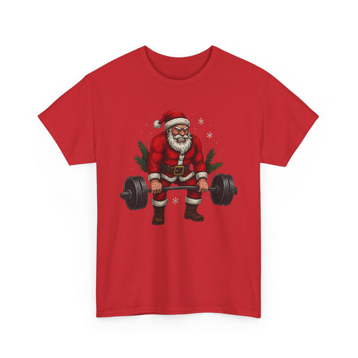 Santa Deadlifting. Unisex Heavy Cotton Tee