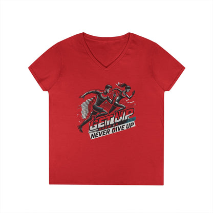 Run Through It Women's V Neck-Strength in Motion