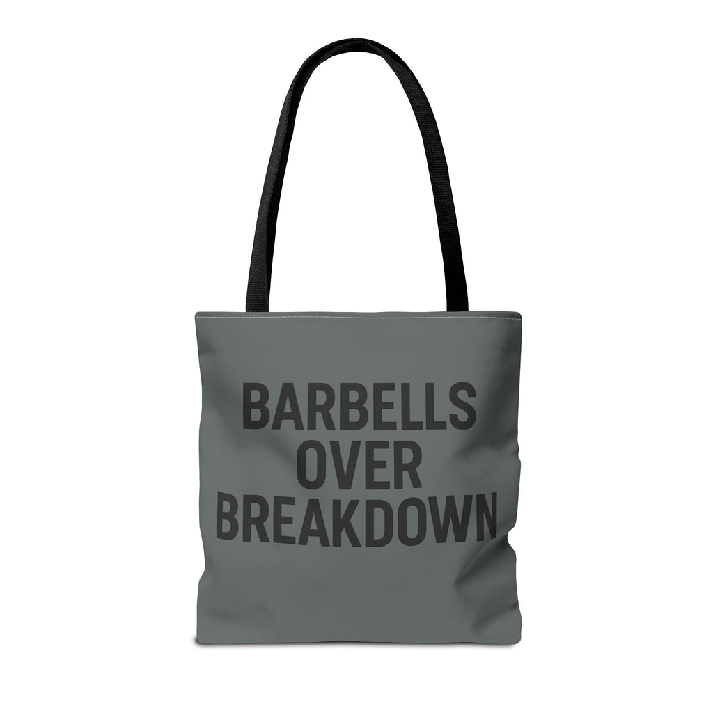 Barbells Over Breakdown Tote Bag