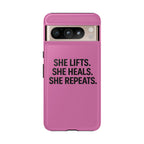 She lifts. She heals. She repeats. Tough Phone Cases