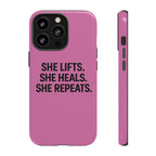 She lifts. She heals. She repeats. Tough Phone Cases