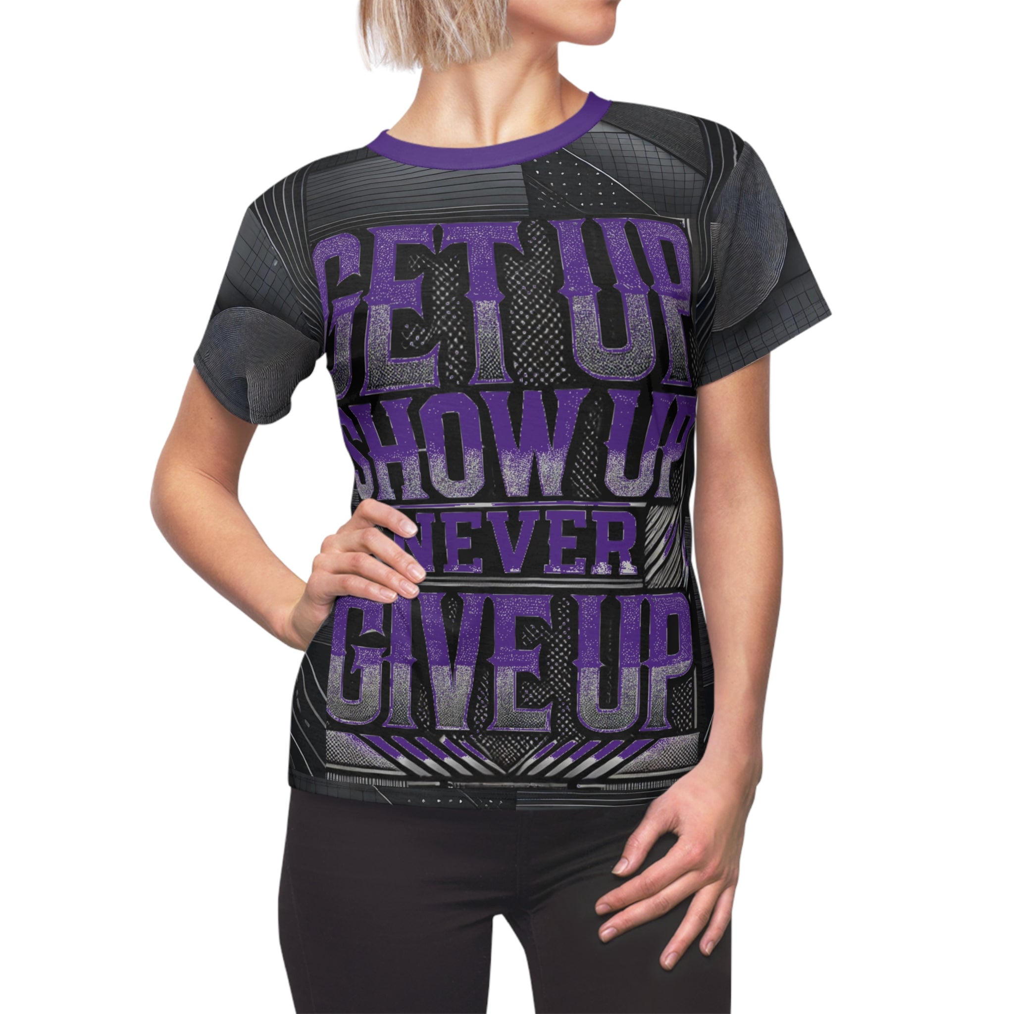 Women's Relentless Drive Tee – Get Up, Show Up, Never Give Up (Purple)