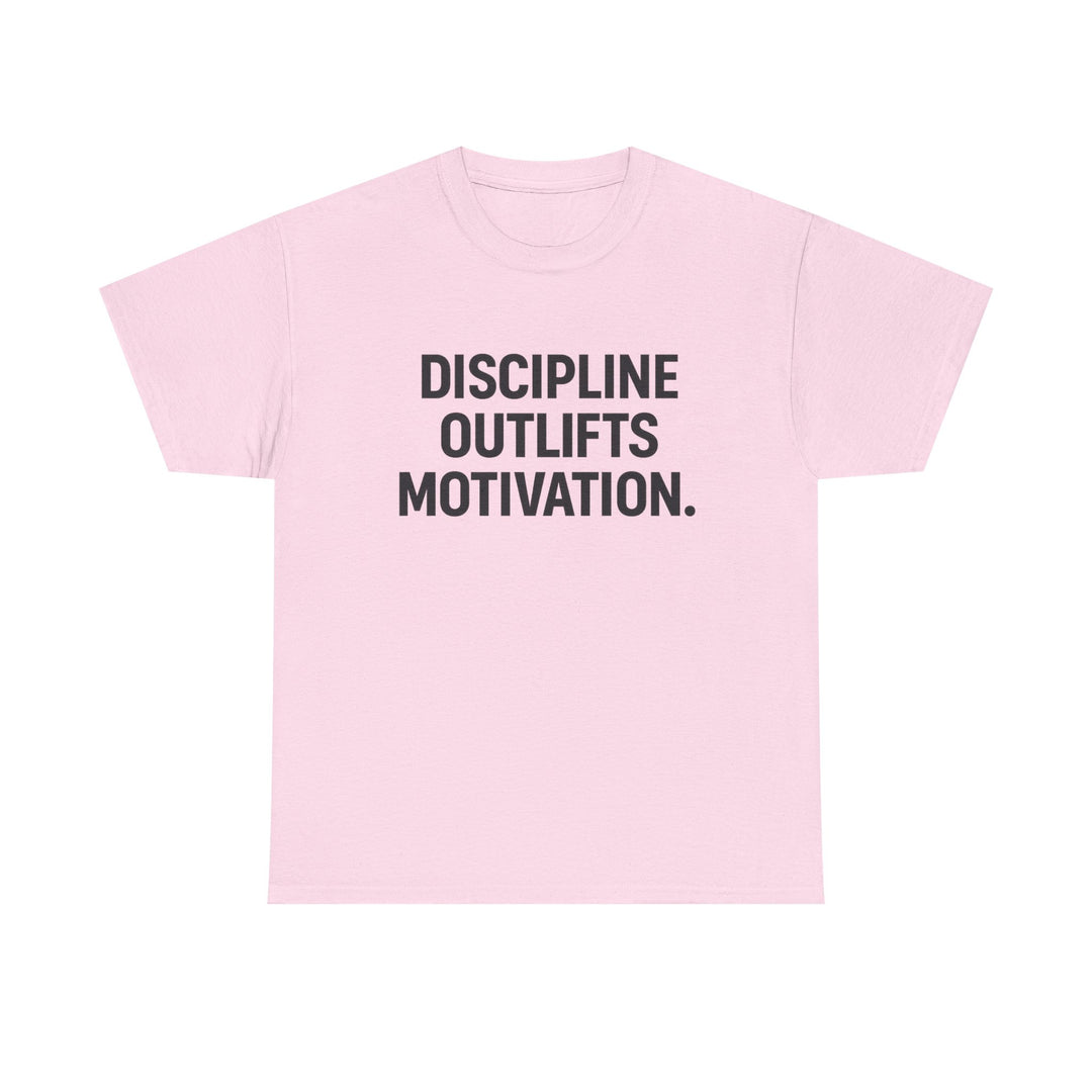 Discipline Outlifts Motivation. Unisex Heavy Cotton Tee