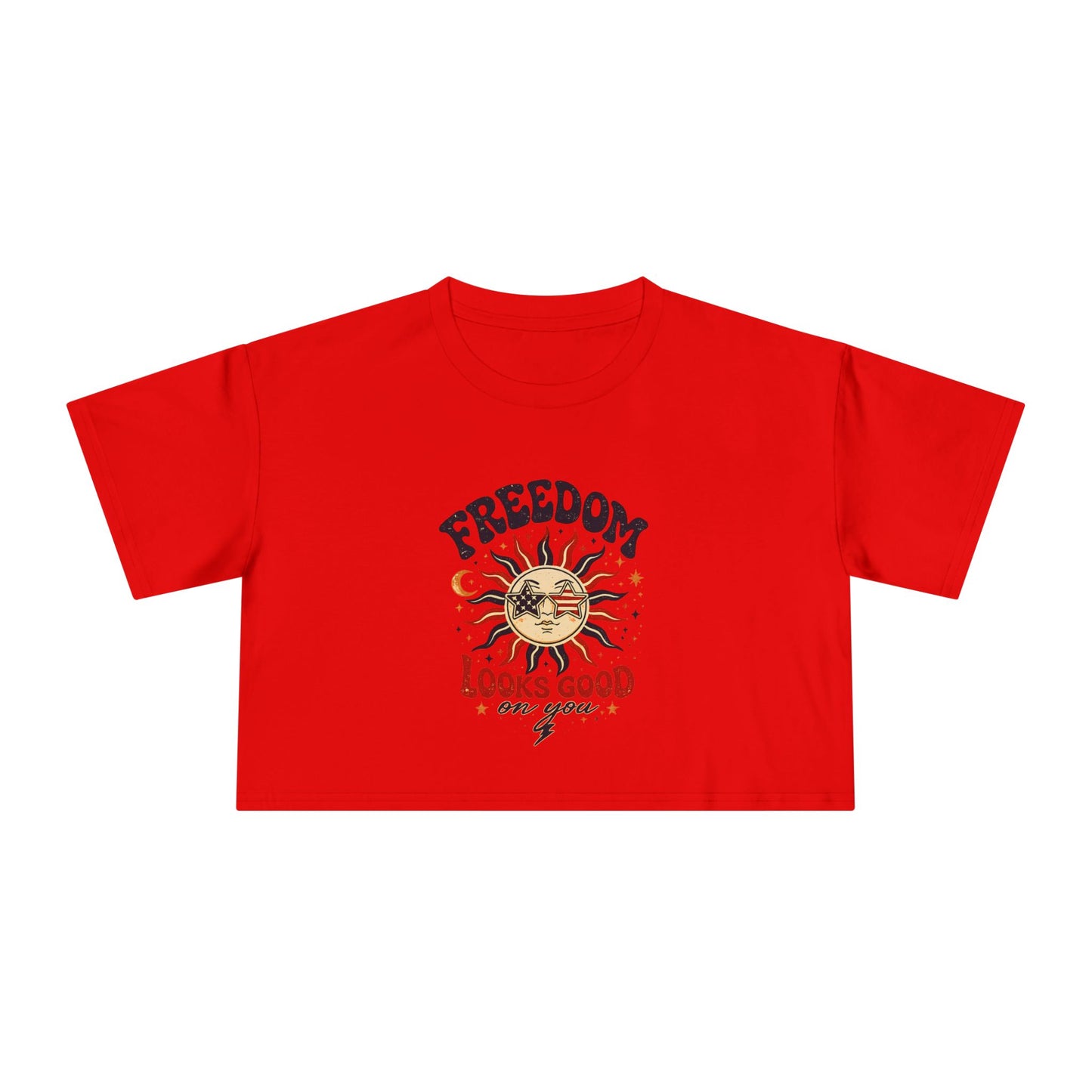 4th of July Women's Crop Top – Patriotic Cropped Tee for Summer, Fireworks, Beach Days & Independence Day Celebrations