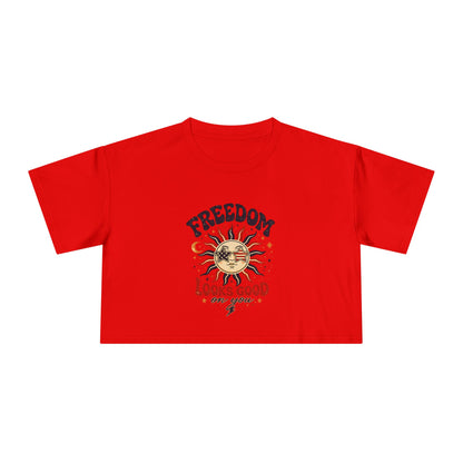 4th of July Women's Crop Top – Patriotic Cropped Tee for Summer, Fireworks, Beach Days & Independence Day Celebrations
