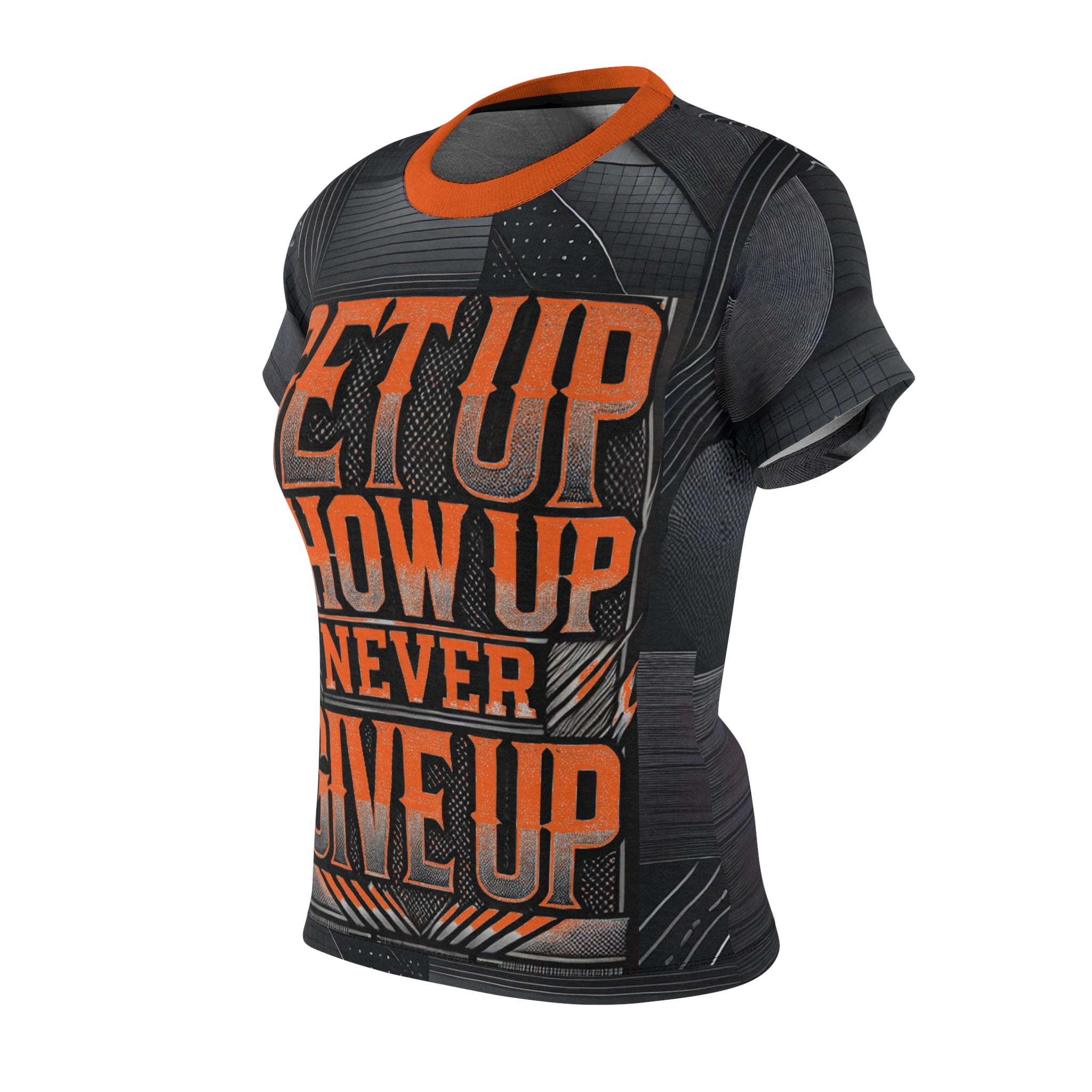 Women's Relentless Drive Tee – Get Up, Show Up, Never Give Up (Orange)