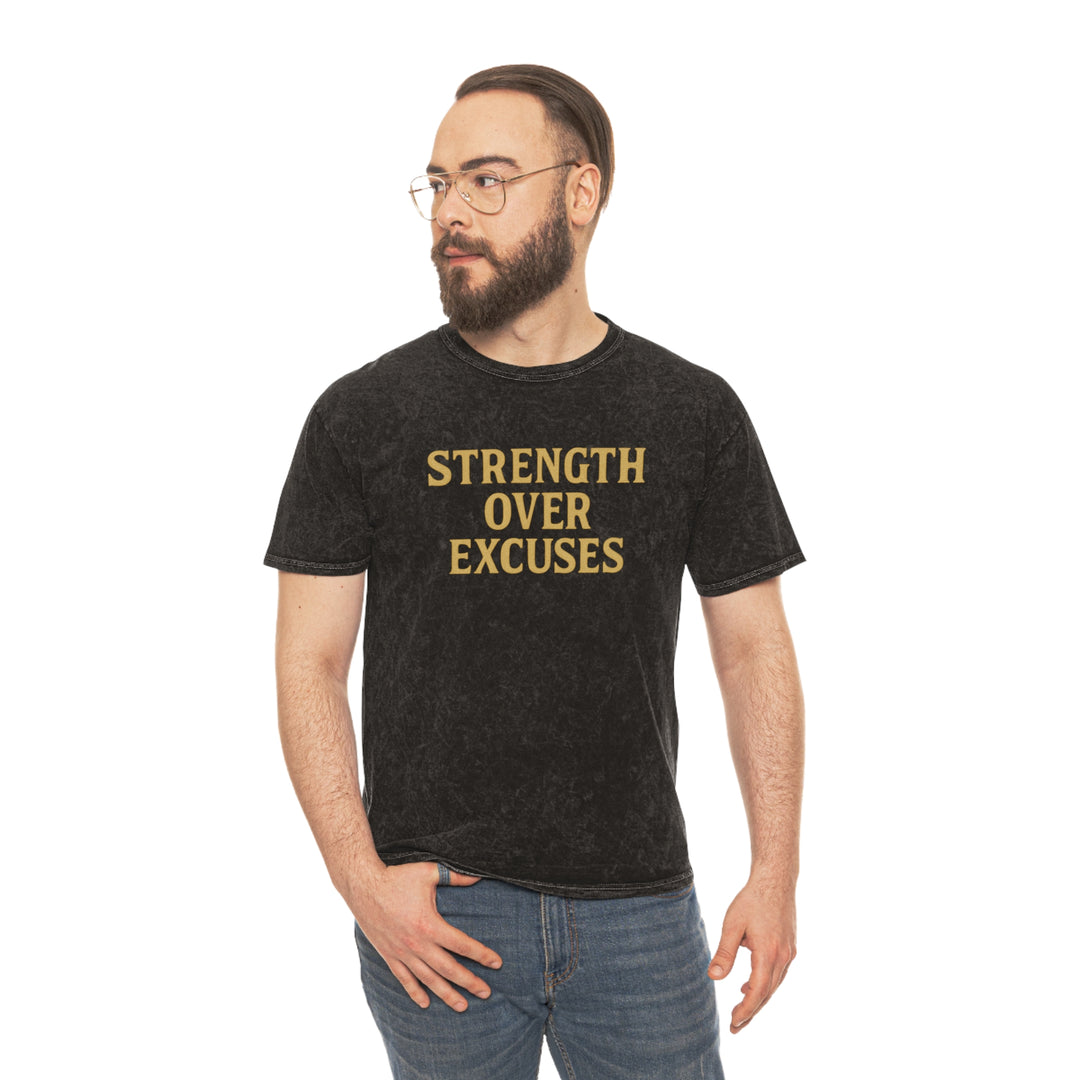 Strength Over Excuses.  Unisex Vintage Mineral Wash Tee