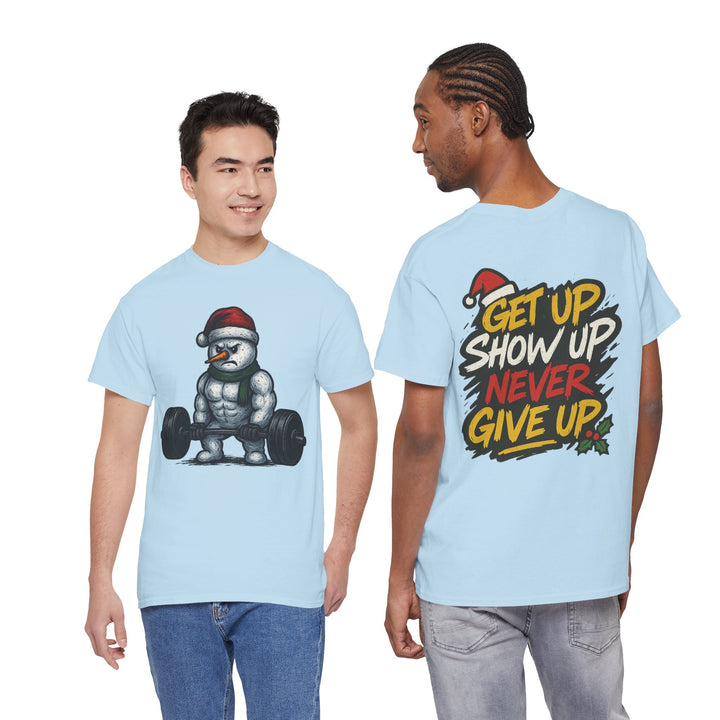 Snowman Deadlifting at the gym. Unisex Heavy Cotton Tee