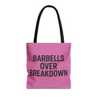 Barbells Over Breakdown Tote Bag