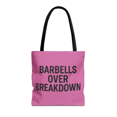 Barbells Over Breakdown Tote Bag