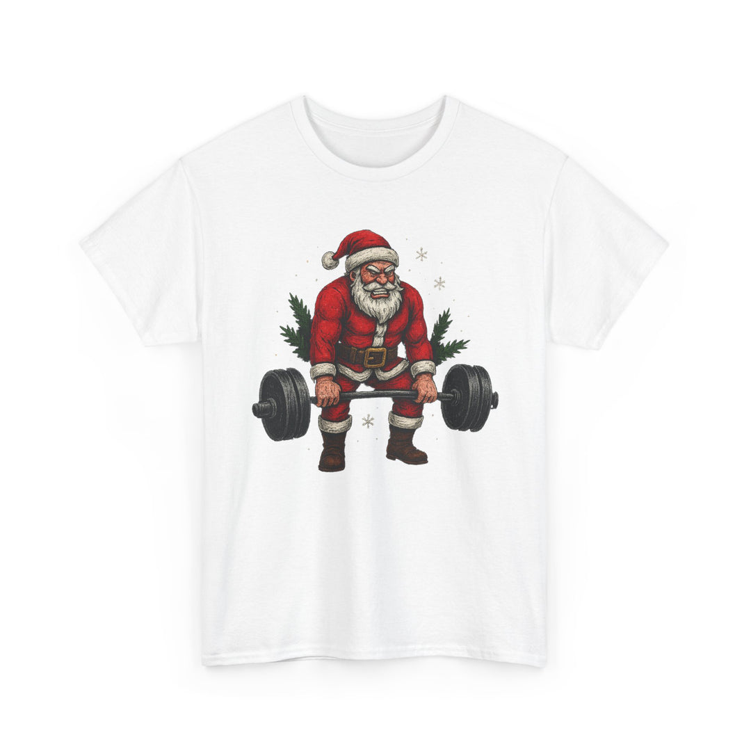 Santa Deadlifting. Unisex Heavy Cotton Tee