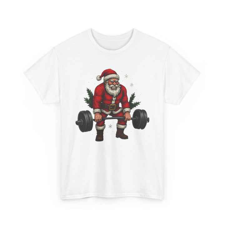 Santa Deadlifting. Unisex Heavy Cotton Tee