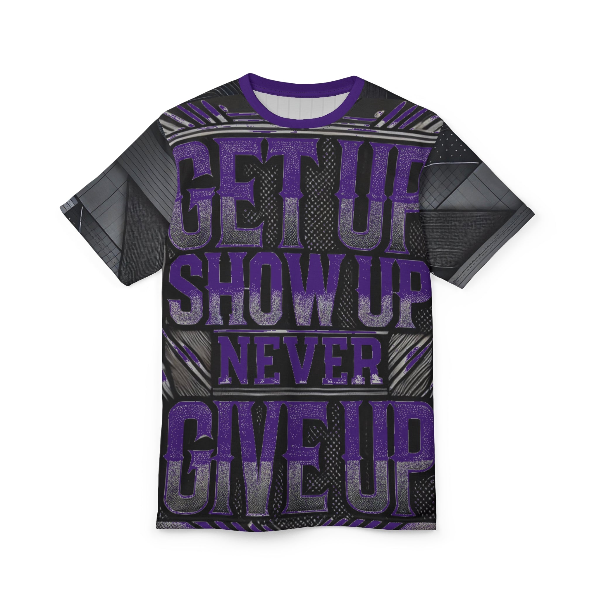 Relentless Drive Tee – Get Up, Show Up, Never Give Up (Purple)