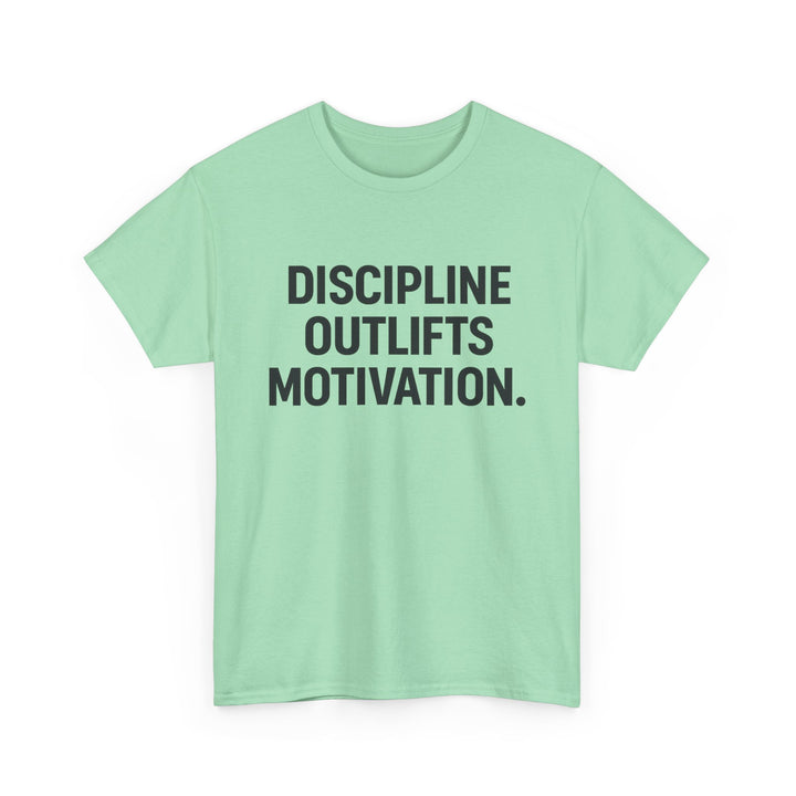 Discipline Outlifts Motivation. Unisex Heavy Cotton Tee