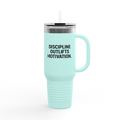 Discipline Outlifts Motivation Insulated Travel Mug, 40oz